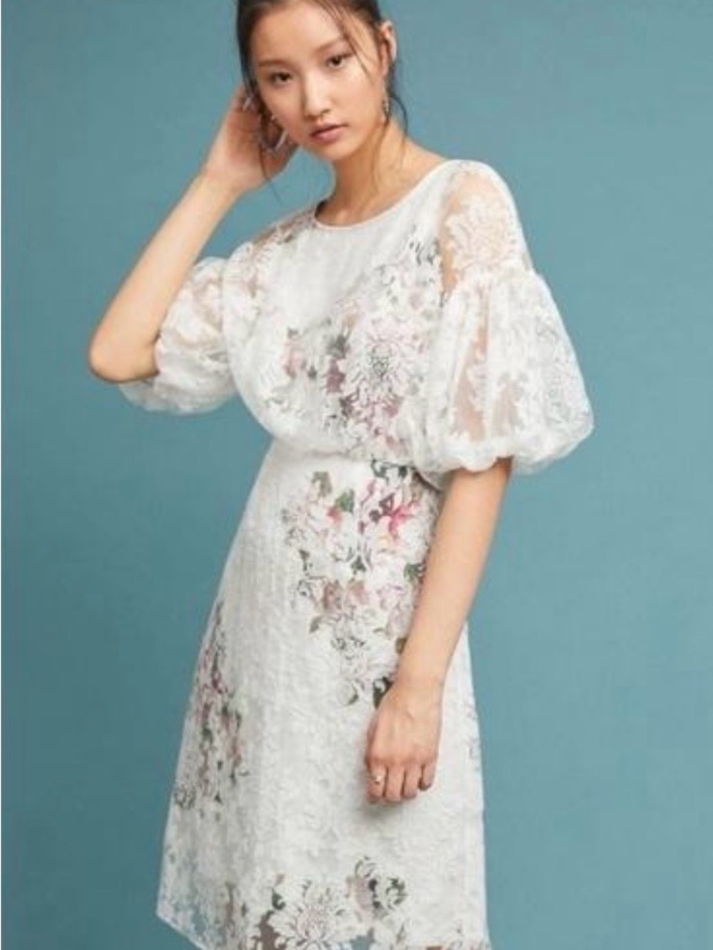Tracy Reese for Anthropologie White Lace Guiana  Midi Dress